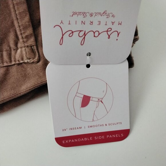 Isabel Maternity Pink Skinny Corduroy Expandable Side Panel Maternity Pants - Picture 8 of 9